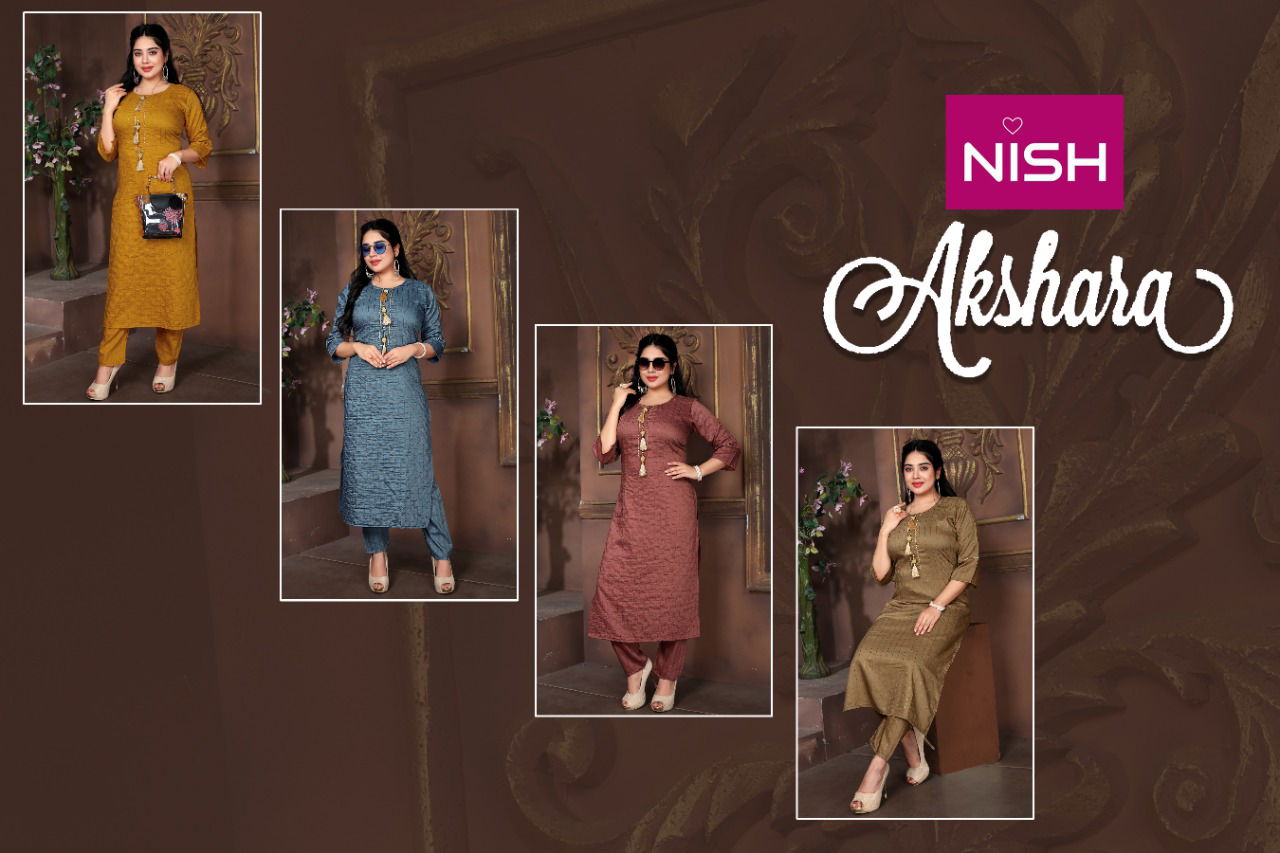 Nish Akshara Latest Fancy Designer Ethnic Wear Silk Kurti With Bottom Collection